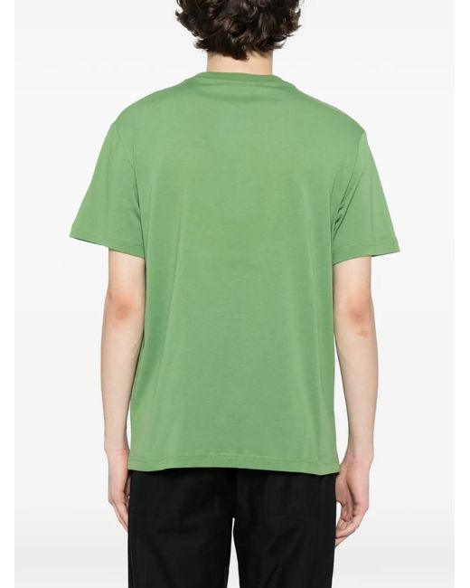 Roberto Cavalli Green Graphic-Print Cotton T-Shirt for men