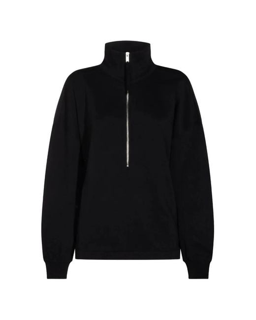 Thom Krom Black Half-Zip Gathered-Sleeve Sweater