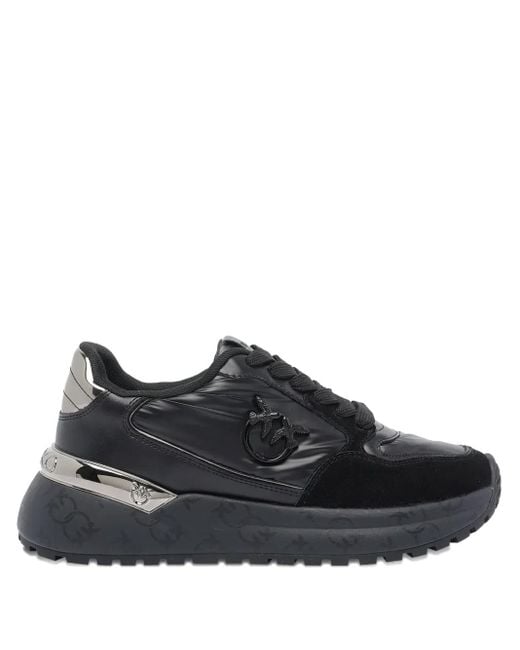 Pinko Black Metallic-Panel Chunky-Sole Sneakers