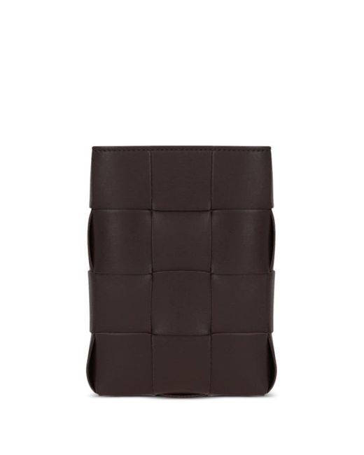 Bottega Veneta Black Maxi Intrecciato Leather Phone Pouch for men