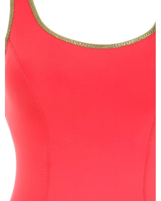 Amir Slama Red Tone Trimming Swimsuit