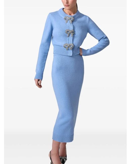 Cardigan Con Fiocco di Carolina Herrera in Blue
