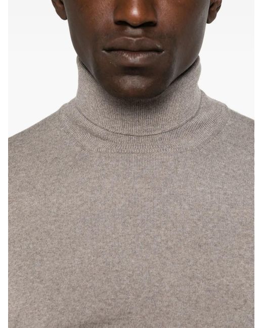 Tagliatore Gray Turtleneck Virgin-Wool Sweater for men