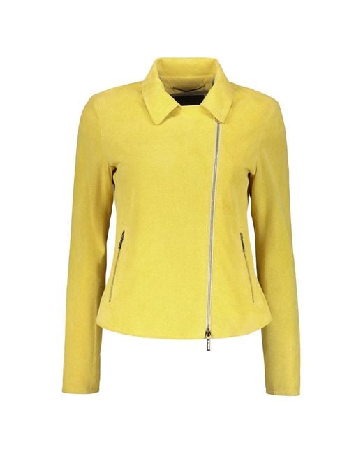 Moorer Yellow Perforated Leather Jacket