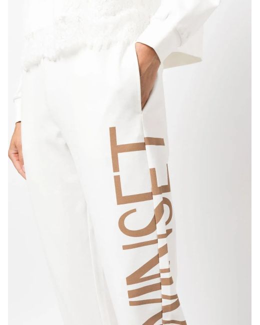 Twinset White Logo-Print Track Pants