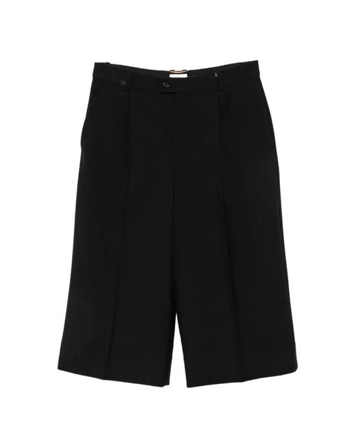 Saint Laurent Black Pleated Shorts