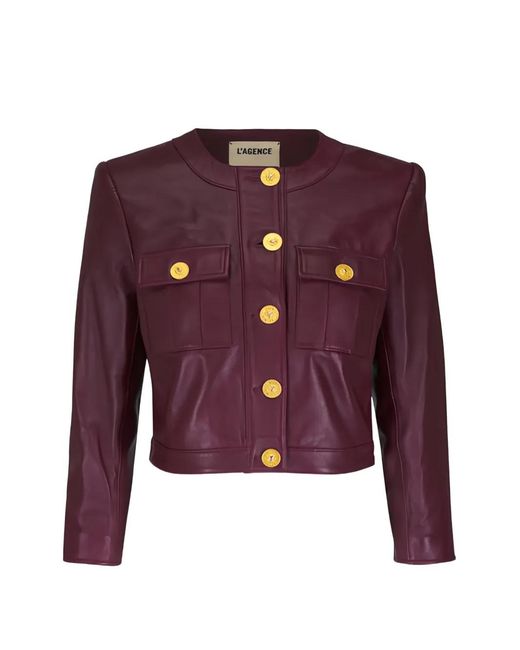 L'Agence Purple Deidra Cropped Jacket