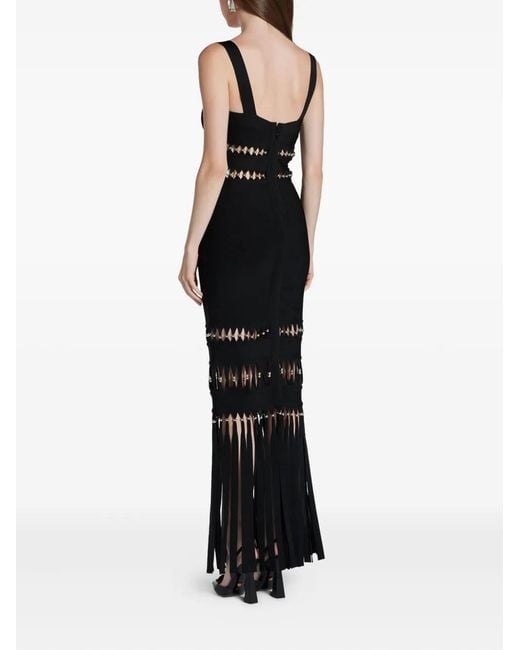 Hervé Léger Black Ines Fringed Dress