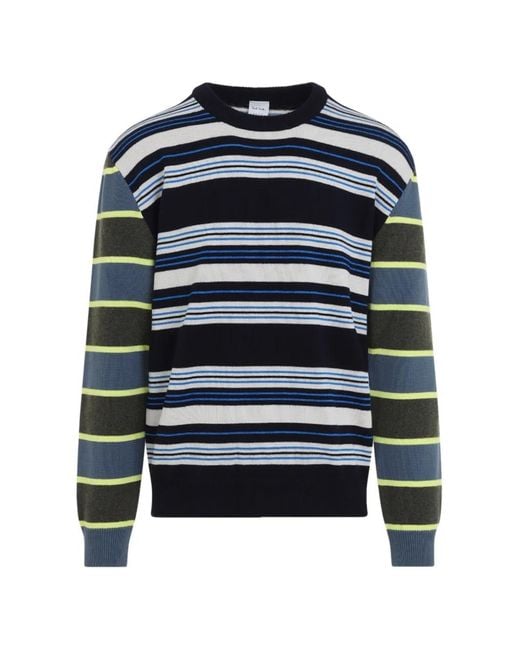 Paul Smith Blue Contrast Horizontal-Stripe Sweater for men