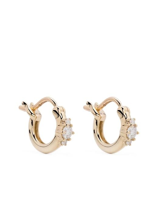 Adina Reyter Metallic 14Kt Trio Diamond Huggie Hoop Earrings