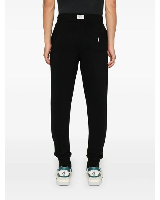 Polo Ralph Lauren Black Logo-Patch Track Pants for men