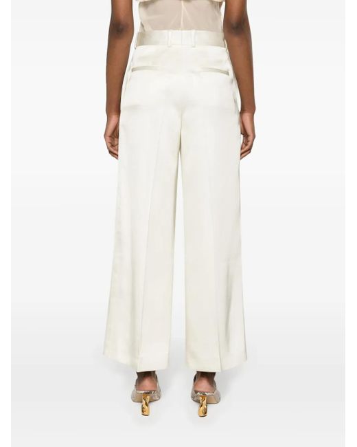 Jil Sander White High-Rise Twill Palazzo Trousers