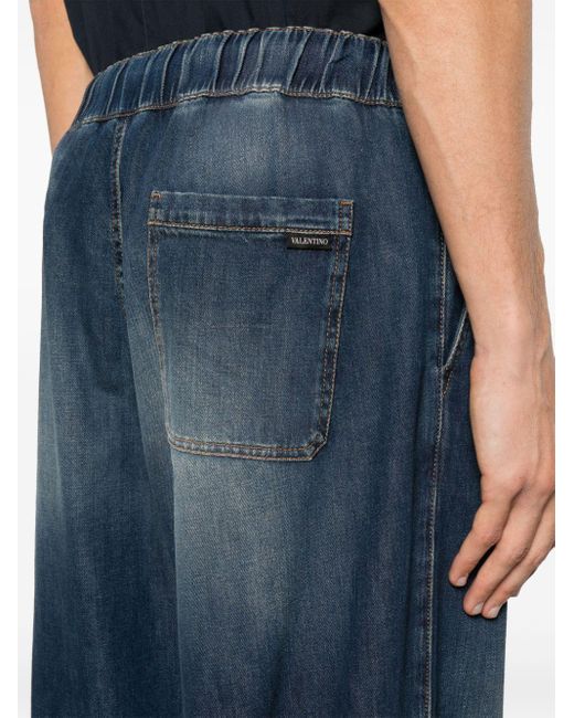 Valentino Garavani Blue Elasticated-waist Wide-leg Jeans for men