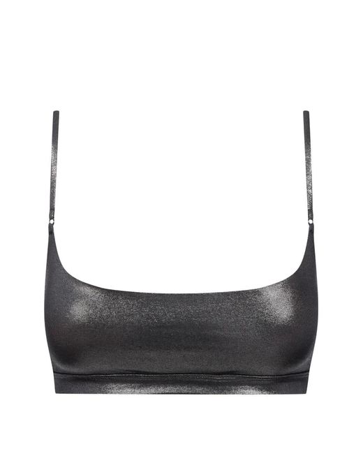 Maison Close Gray Metallic-Effect Bikini Top