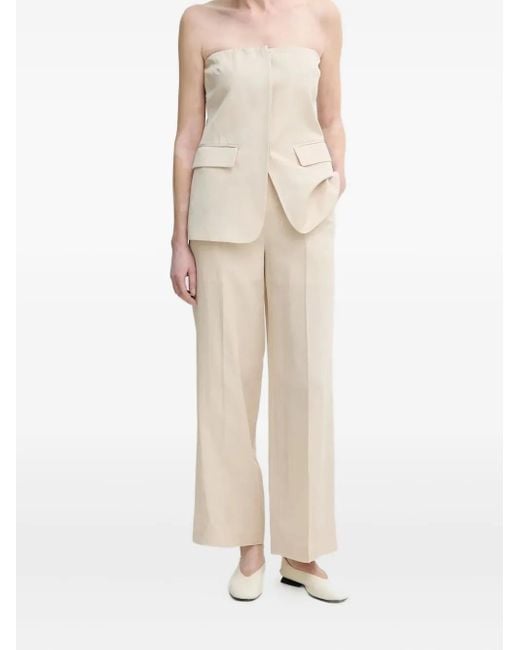 Pantalon Ample À Design Plissé Isabelle Blanche en coloris Natural