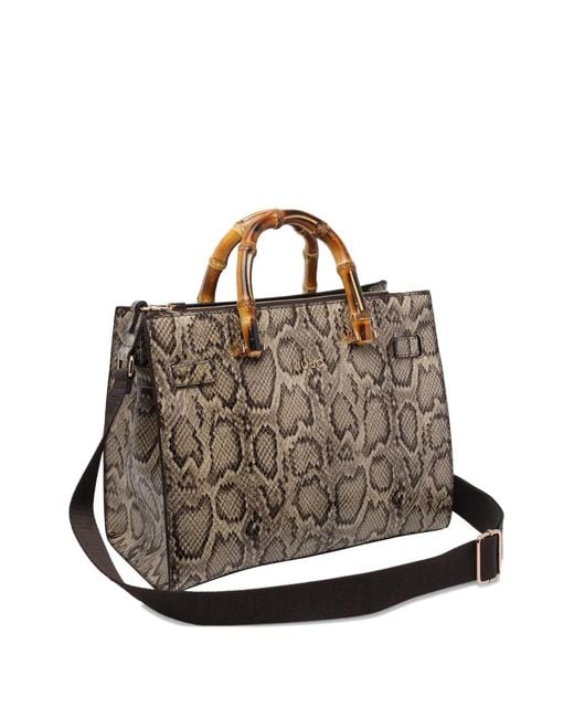 Liu Jo Brown Logo Python-Print Tote Bag