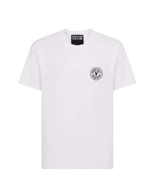 Versace Jeans Couture White Logo-Patch T-Shirt for men