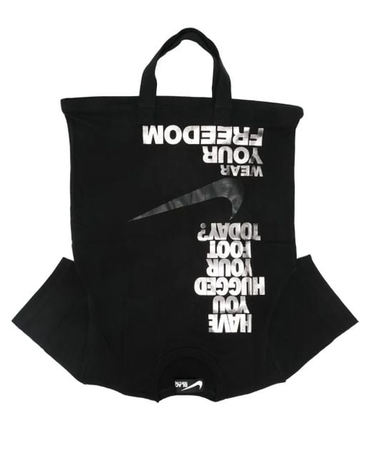 COMME DES GARÇON BLACK X Nike スローガン トートバッグ Black