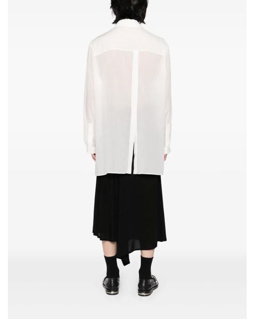 Yohji Yamamoto White Cellulose Loan Unbalanced Collar Shirt for men