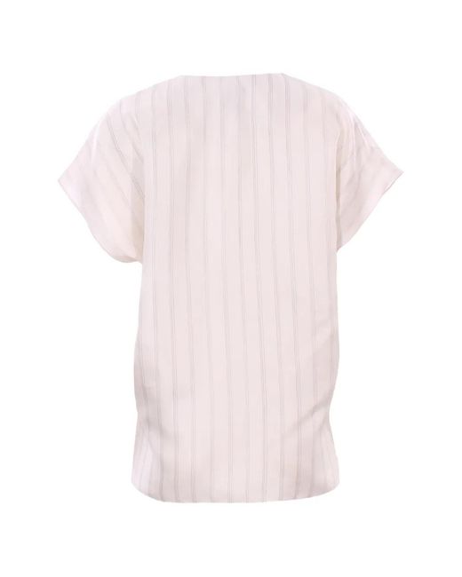 Alysi Pink V-Neck Striped Blouse