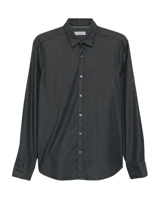 Canali Black Long-Sleeve Button-Fastening Shirt for men