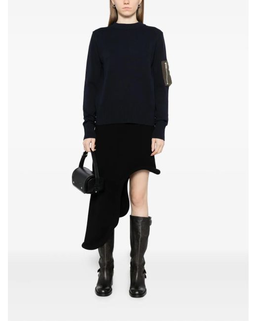 Sacai Black Nylon-Patch Jumper