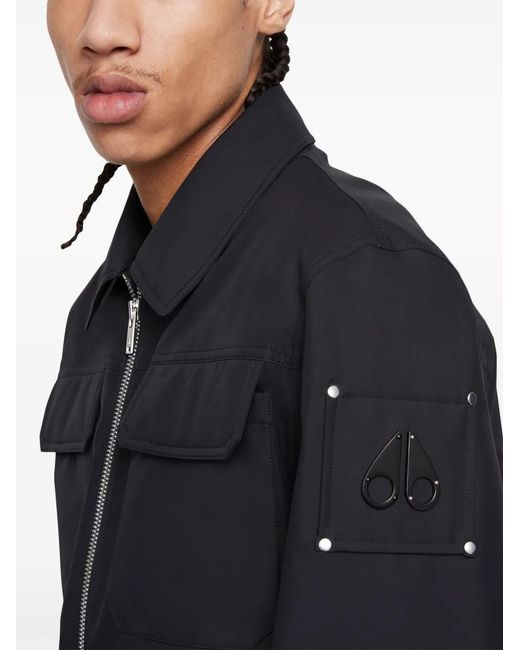 Moose Knuckles Black Jacques Logo-Plaque Jacket for men