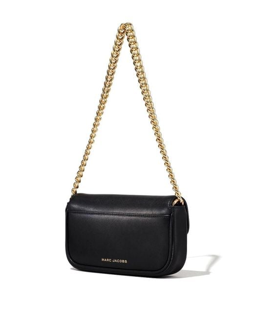 Marc Jacobs 'j Marc Mini' Black Shoulder Bag With Logo Buckle In Smooth Leather