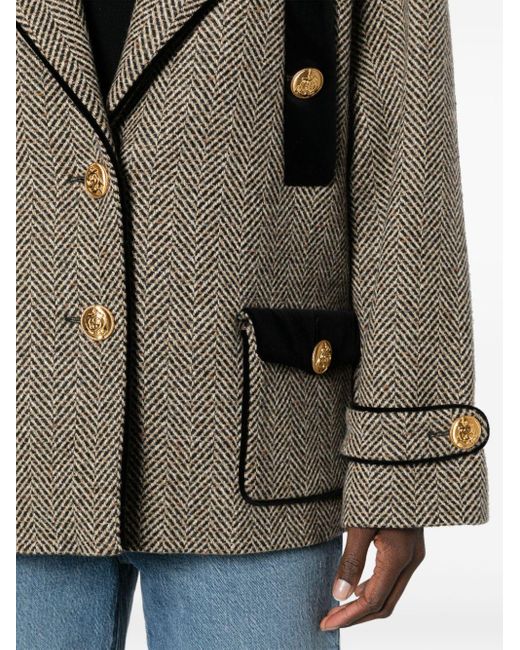 Gucci Gray Wool Herringbone Coat