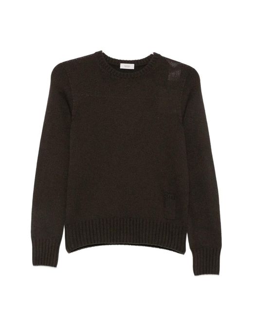 Agnona Black Crew-Neck Ribbed-Trim Sweater