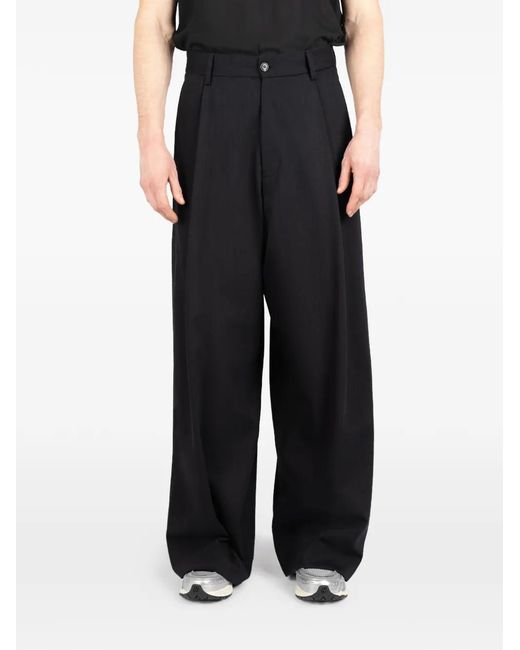 Societe Anonyme Black Button Pleated Trousers for men