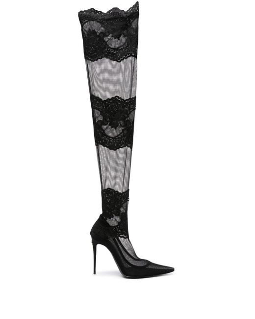 Dolce & Gabbana Black Over-the-knee Sock Boots