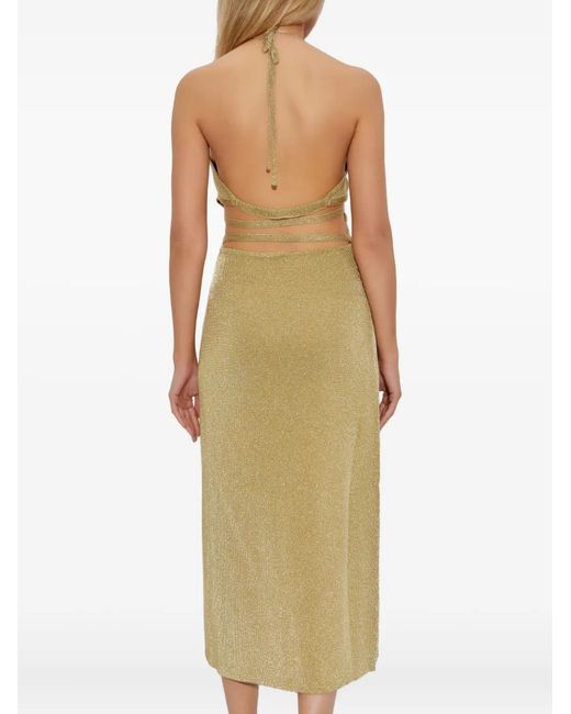 Cult Gaia Metallic Halterneck Buckled Dress