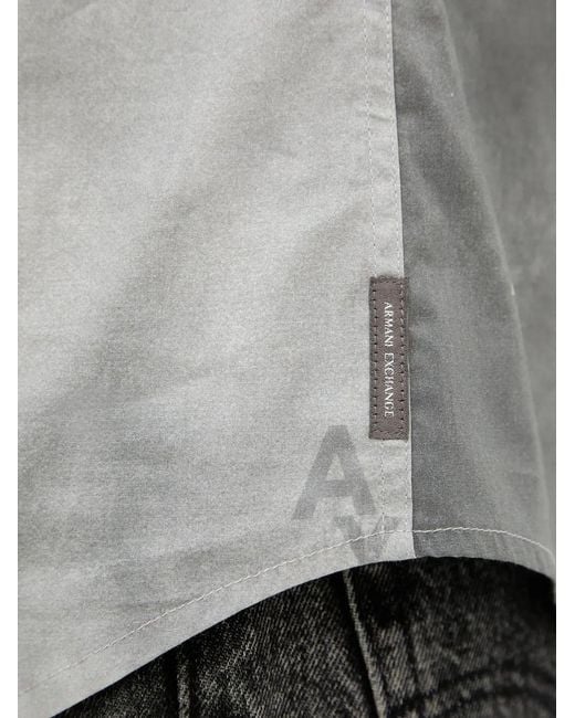 ARMANI EXCHANGE Gray Long-Sleeve Button-Fastening Shirt for men