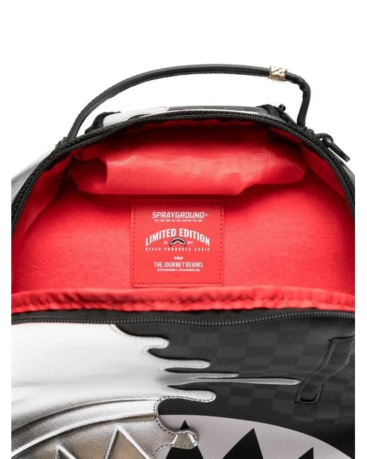 Sprayground Gray Checkered Metallic-Finish Backpack for men