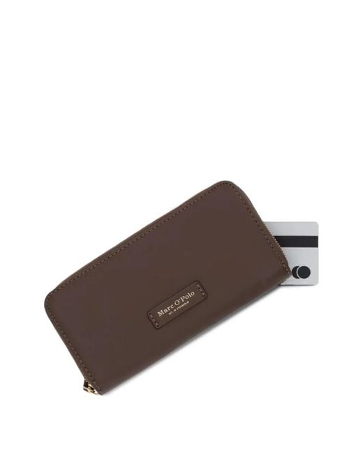 Marc O' Polo Brown Logo-Plaque Zip-Around Wallet