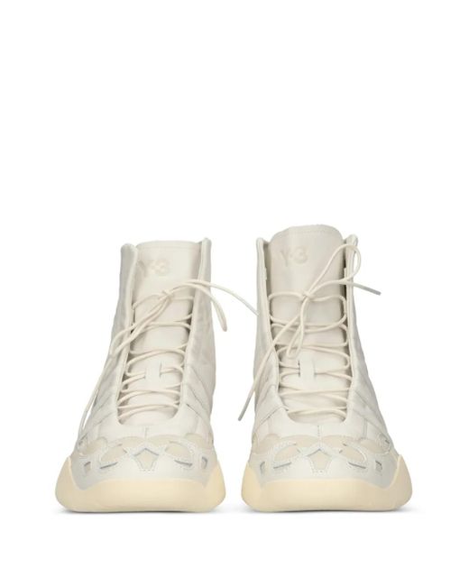 Y-3 Natural Regu 2002 Hi Lace-Up Leather High-Top Trainers