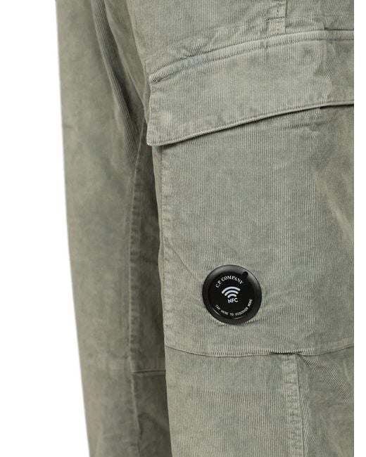 C P Company Gray Corduroy Cargo Pants for men