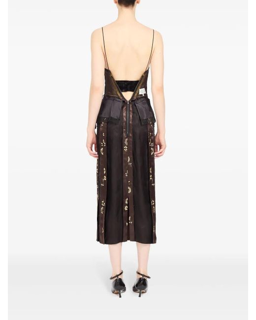 Maison Margiela Brown Midi Décortiqué Silk Dress