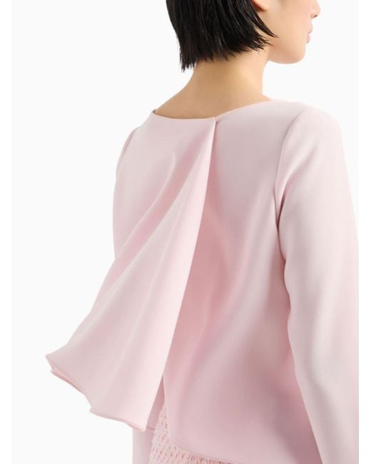Emporio Armani Pink Bow-detailed Crepe Blouse