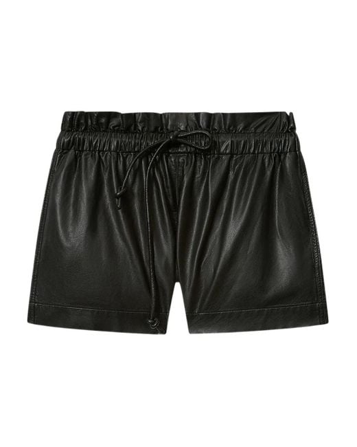 Isabel Marant Black Leather Shorts