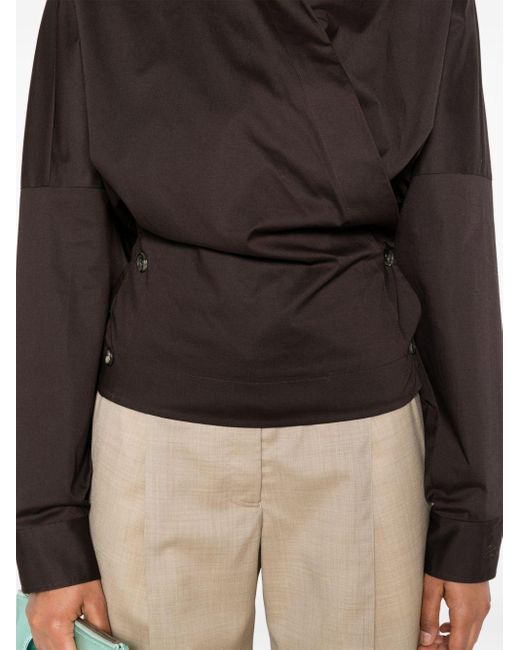 Philosophy Di Lorenzo Serafini Black Wrap-design Cotton Shirt