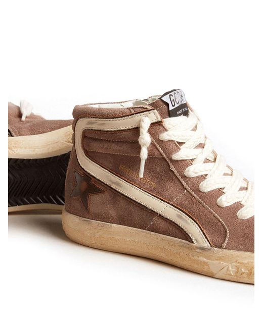Golden Goose Slide High Top Sneakers in Brown for Men Lyst
