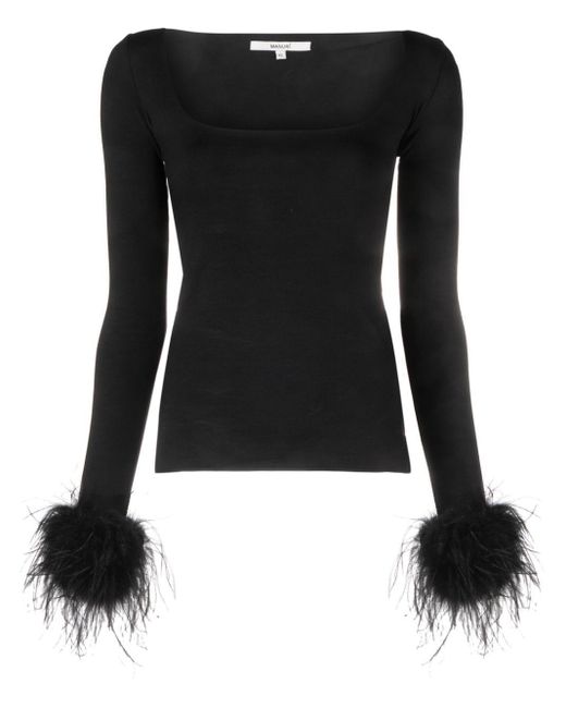 MANURI Black Chica Square-neck Knitted Top
