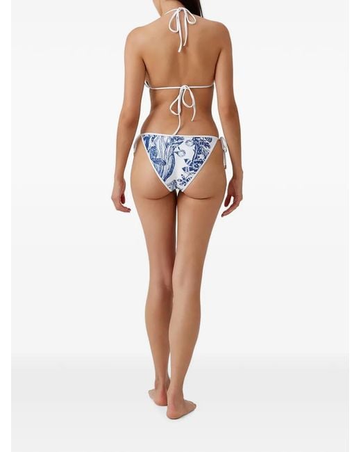Melissa Odabash Blue Malta Paloma Floral-Print Bikini Top