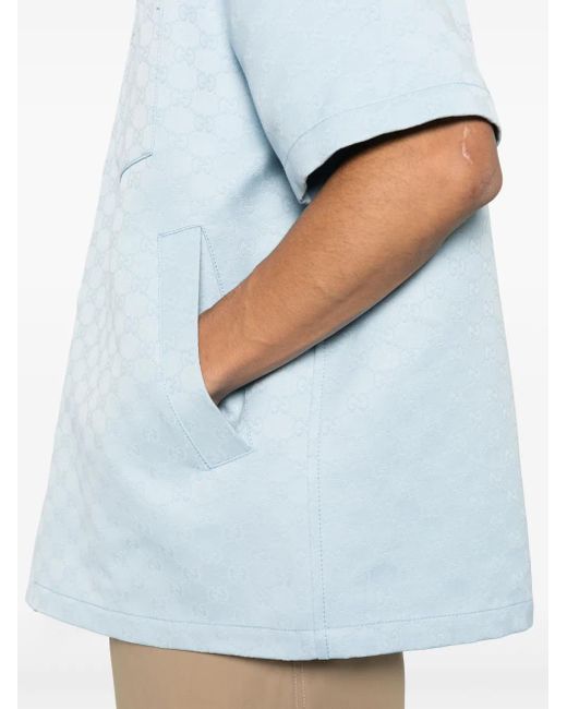 Gucci Blue 'Double Gg' Oversize Fit Work Shirt for men