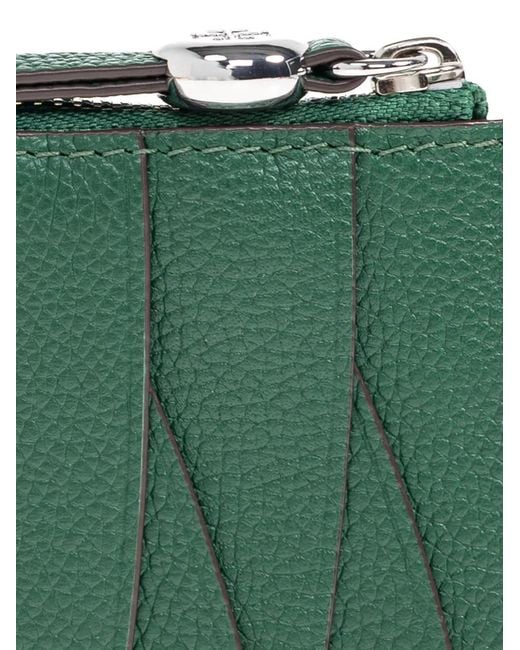 Tory Burch Green Zip Leather Wallet