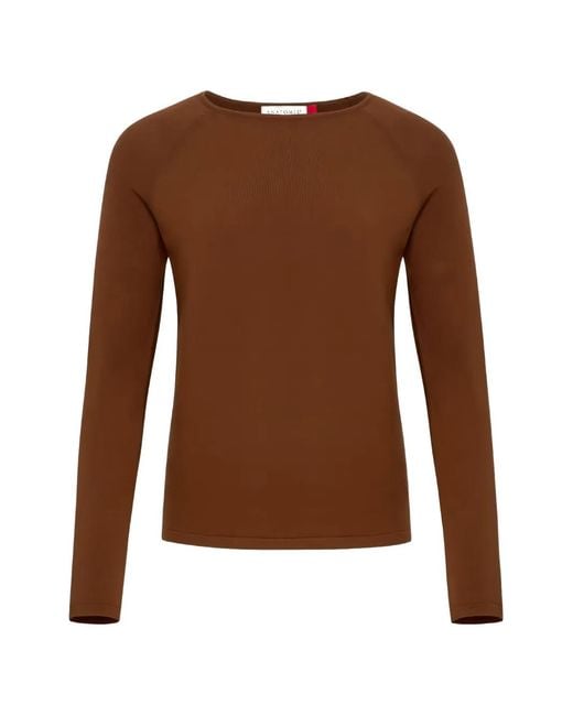 Anatomie Brown Haut Connie En Maille Fine À Manches Longues