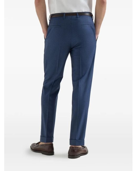 Brunello Cucinelli Blue Virgin Wool Houndstooth Trousers for men