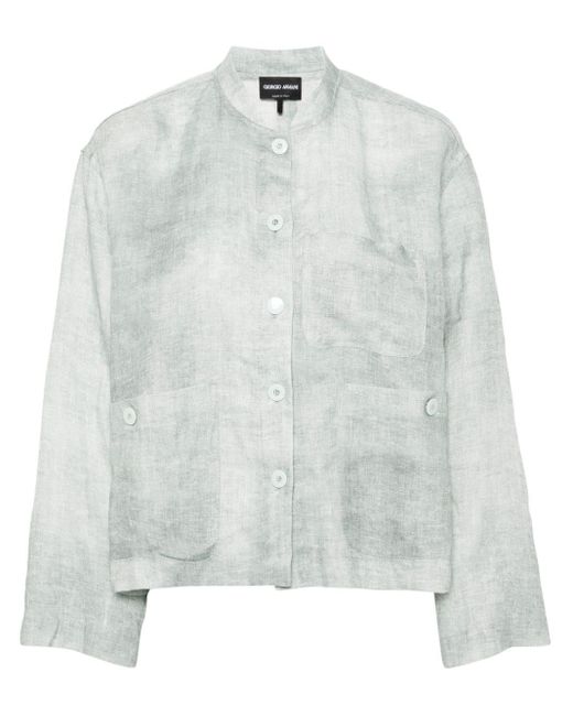Giorgio Armani White Long-sleeve Linen Shirt